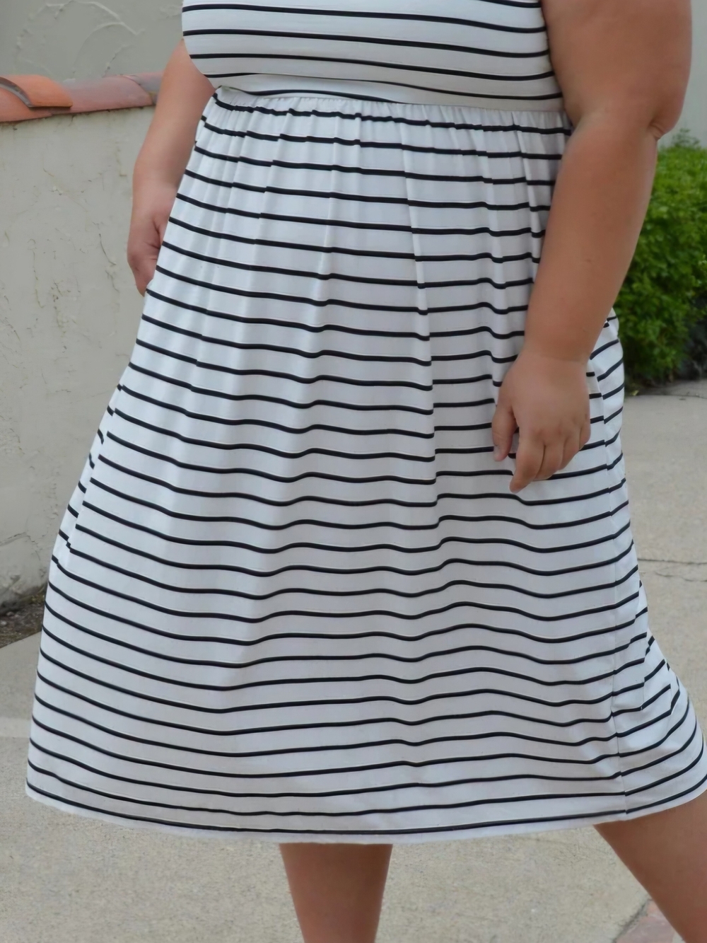 Hazel Blues 'Out To Brunch' Black & White Striped Sleeveless Midi Dress